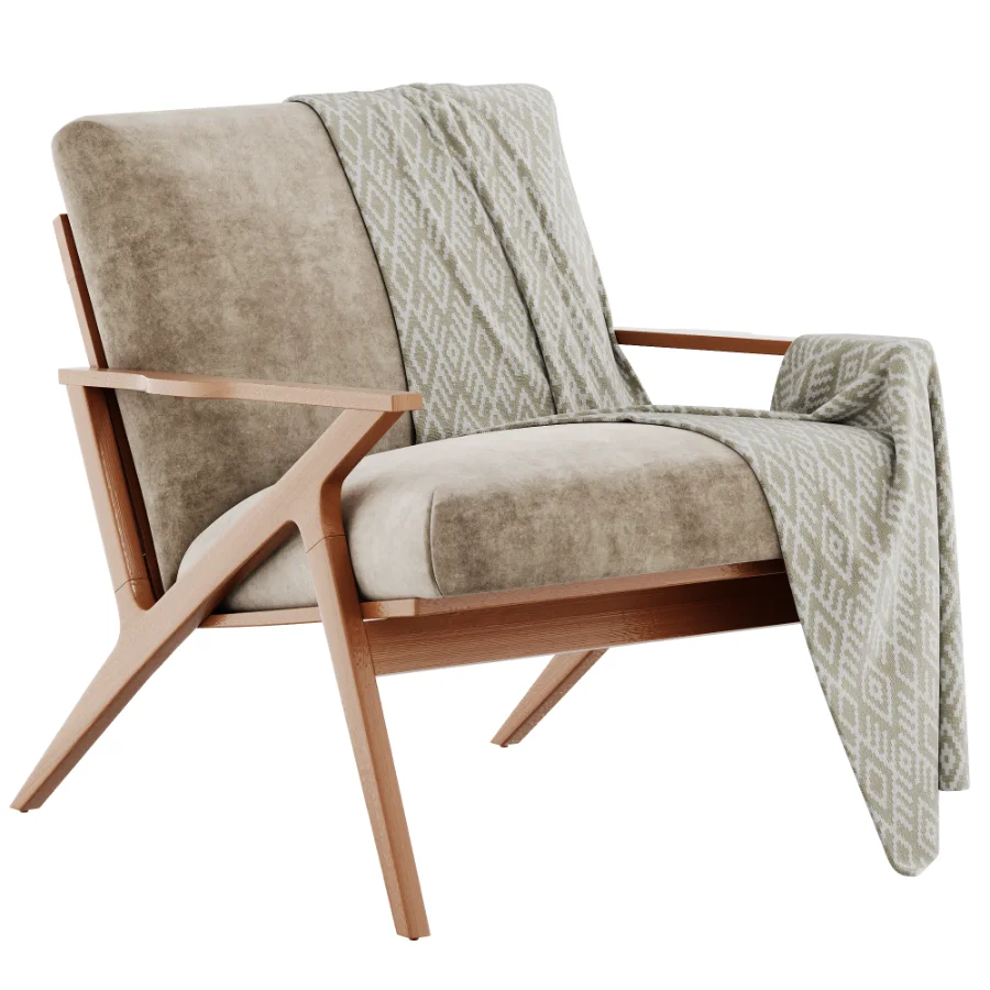 Cavett Wood Frame Armchair by Crate Barrel - Image 3