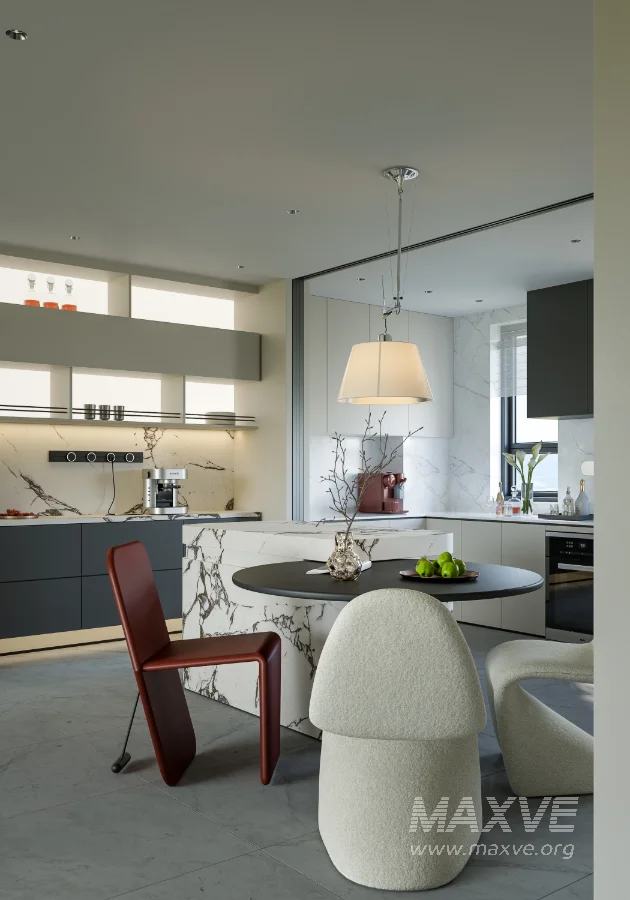 Modern living room and dining room interior scene - Image 8