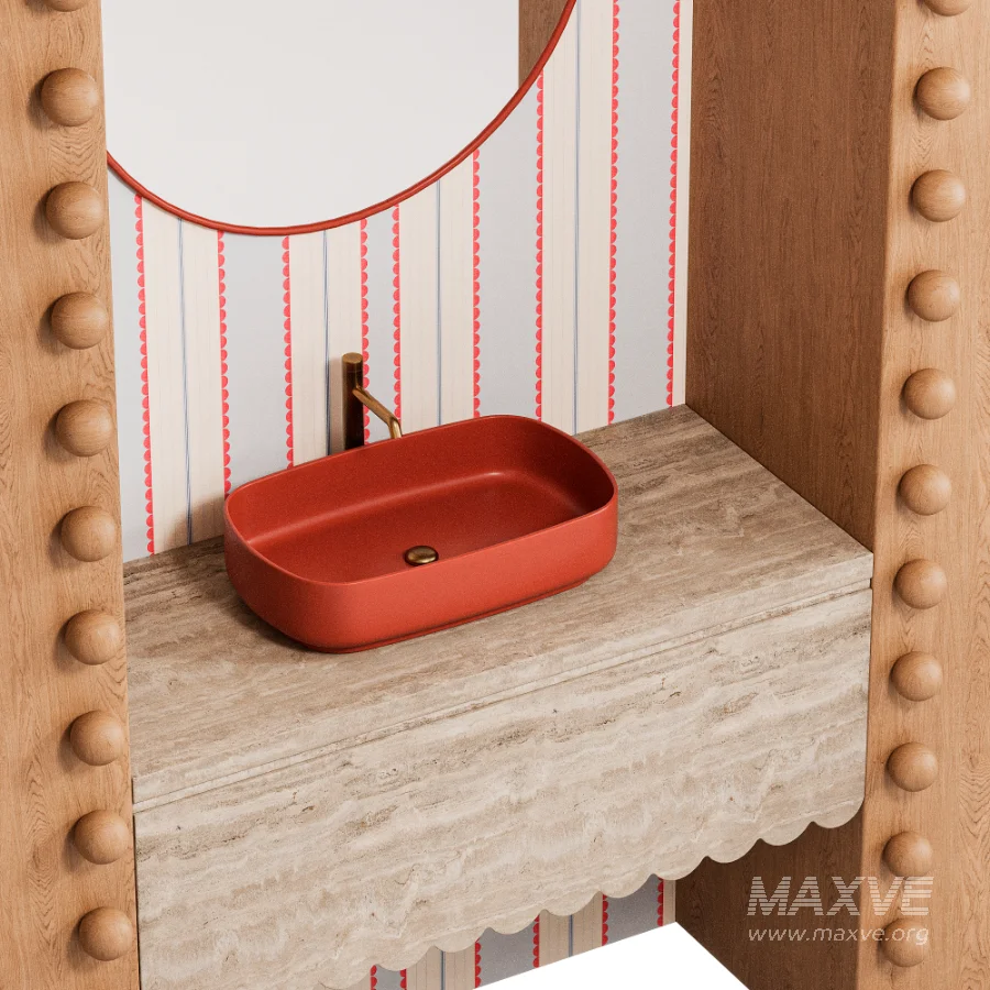 Bathroom furniture Travertin & Wood Arch Vanity - Image 3