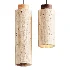 Traditional Japanese Cylinder Yellow Travertine Wood Light - Thumbnail 2