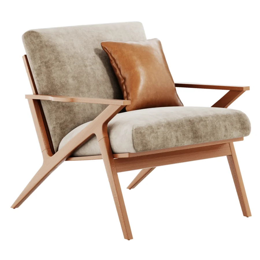 Cavett Wood Frame Armchair by Crate Barrel - Image 1