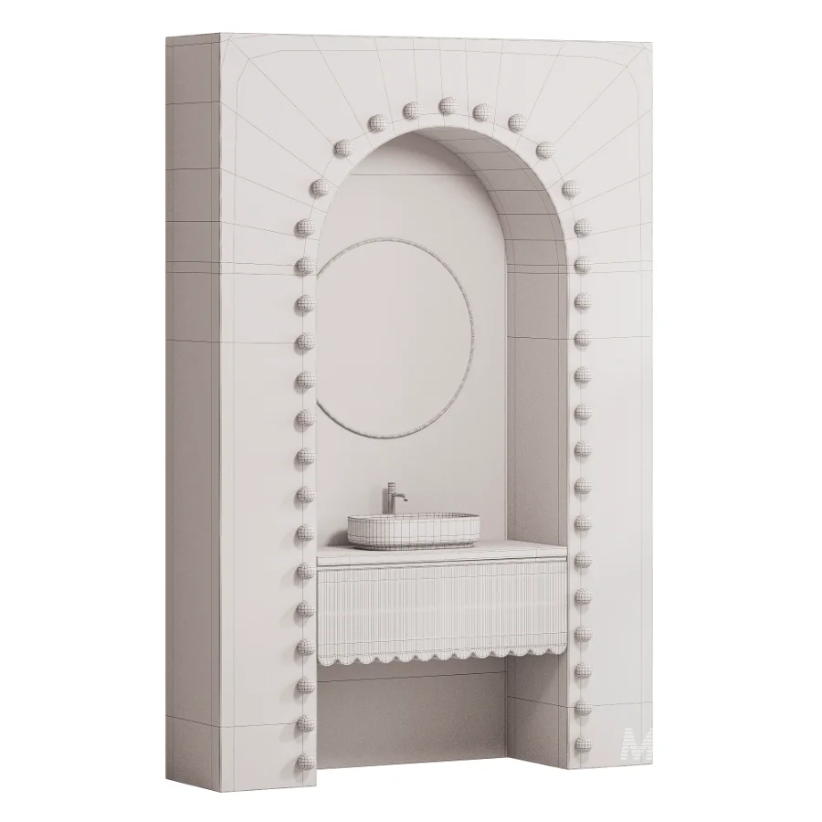 Bathroom furniture Travertin & Wood Arch Vanity - Image 1