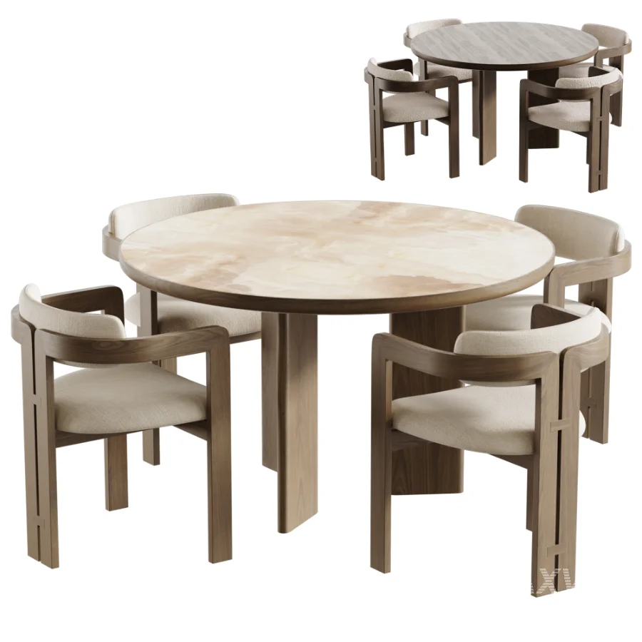 Theodore 2 Chair And Moab 48 Round Dining Table - Image 1