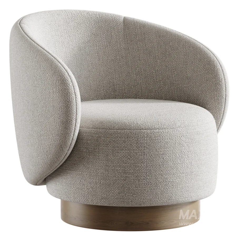 Modern Swivel Barrel Chairs With Wood Base - Image 2