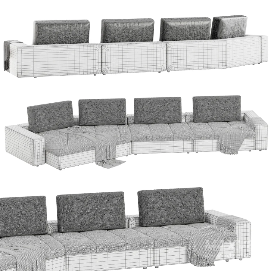 curved fabric sofa lounge - Image 1