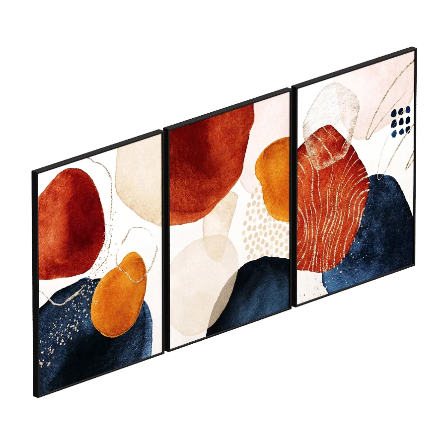 Quadro Texturas Terracota e Azul - Image 1