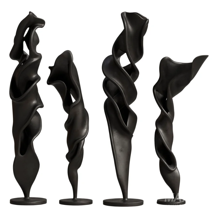 Plaster Floor Statues Organic Spiral Wave - Image 5