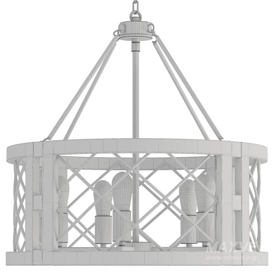 Imitation Wood Drum Chandelier - Image 4