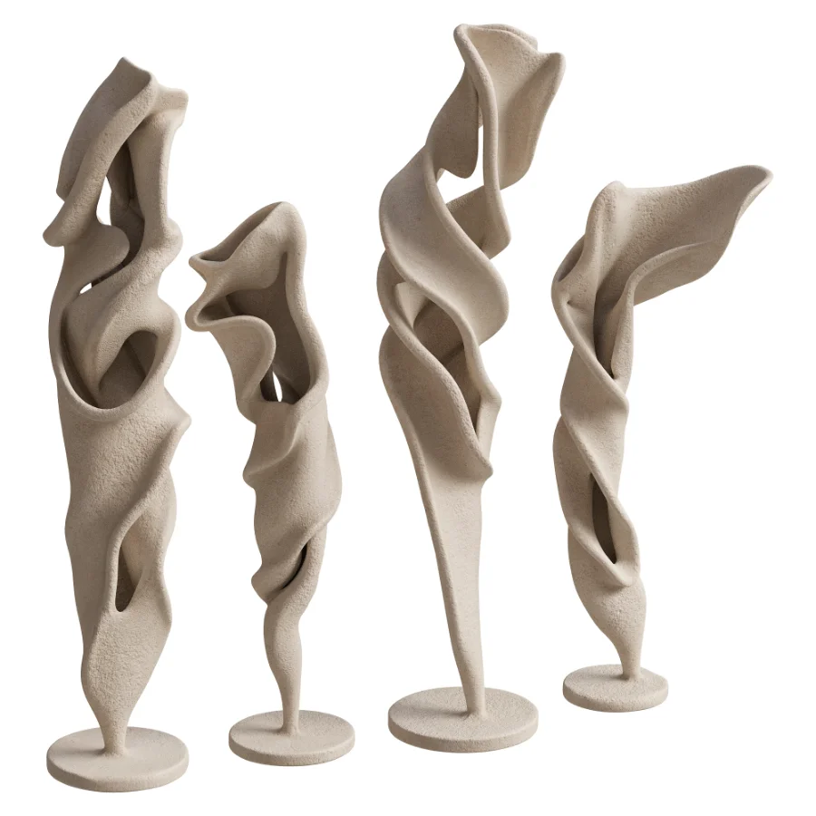 Plaster Floor Statues Organic Spiral Wave - Image 6