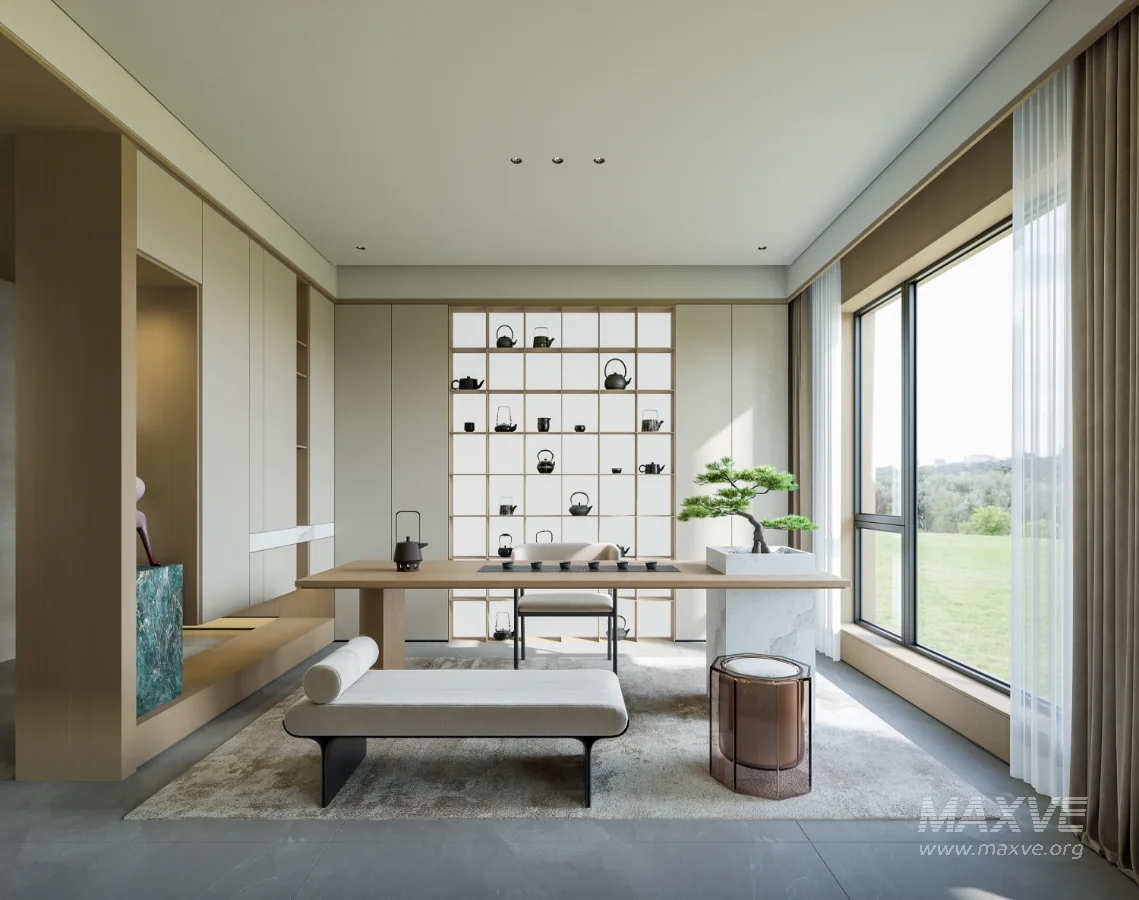 Modern living room and dining room tea-room hallway interior scene - Image 7