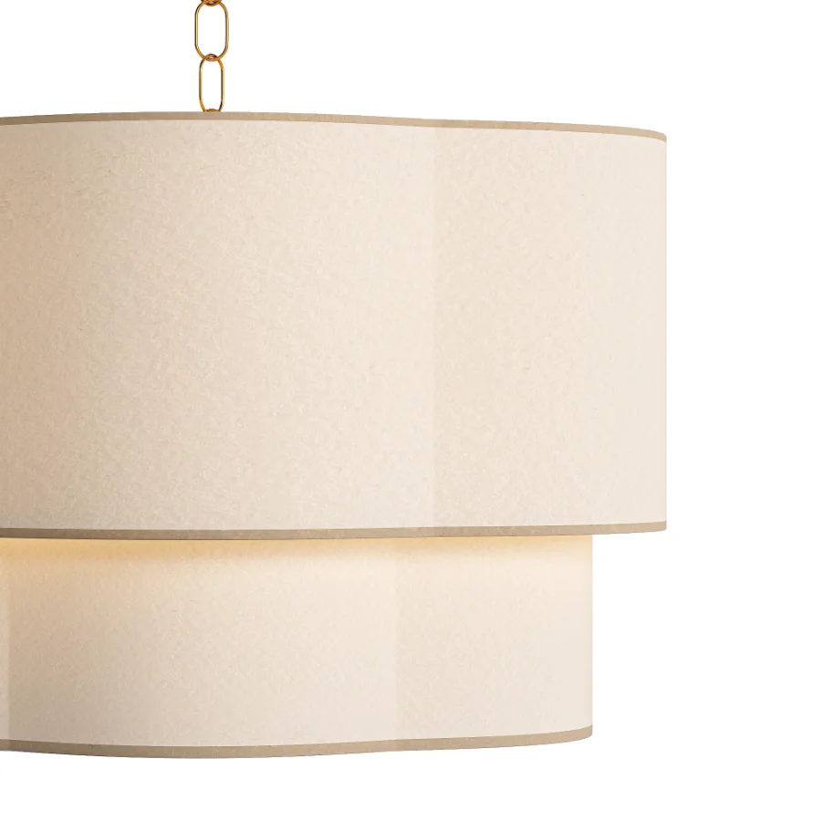 Light Linen Drum Dimmable Chandelier - Image 5