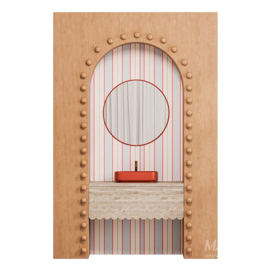 Bathroom furniture Travertin & Wood Arch Vanity - Image 2