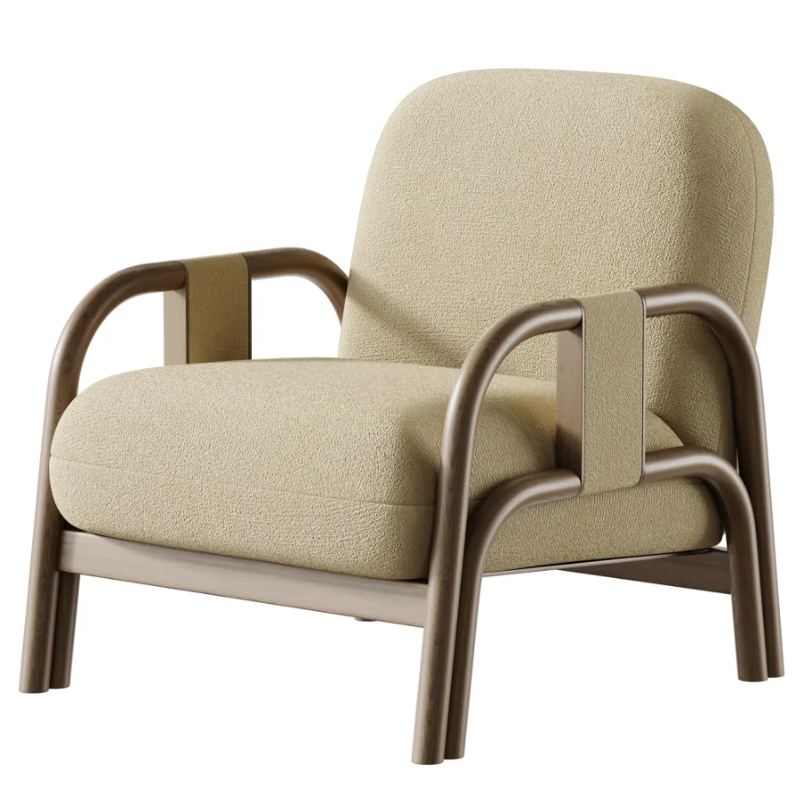 Vindy ash and velour lounge chair - Image 3