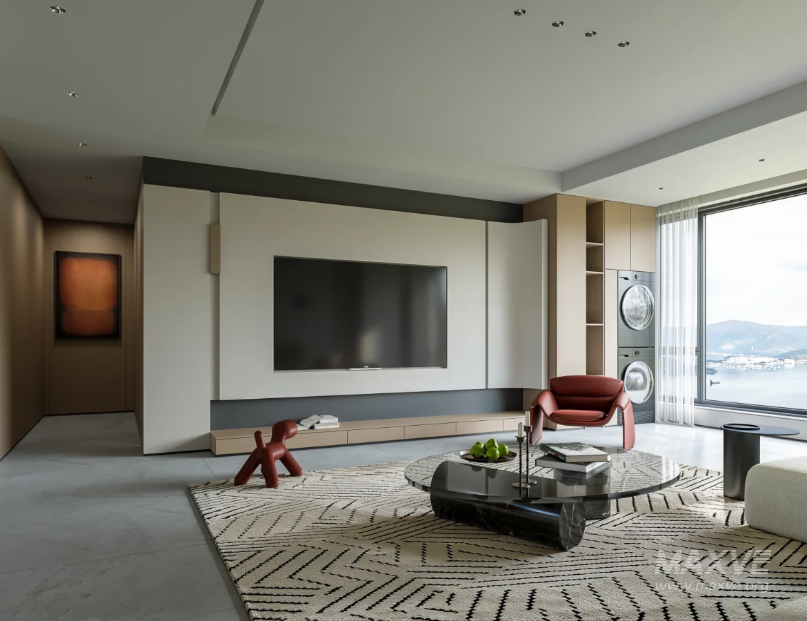 Modern living room and dining room interior scene - Image 7