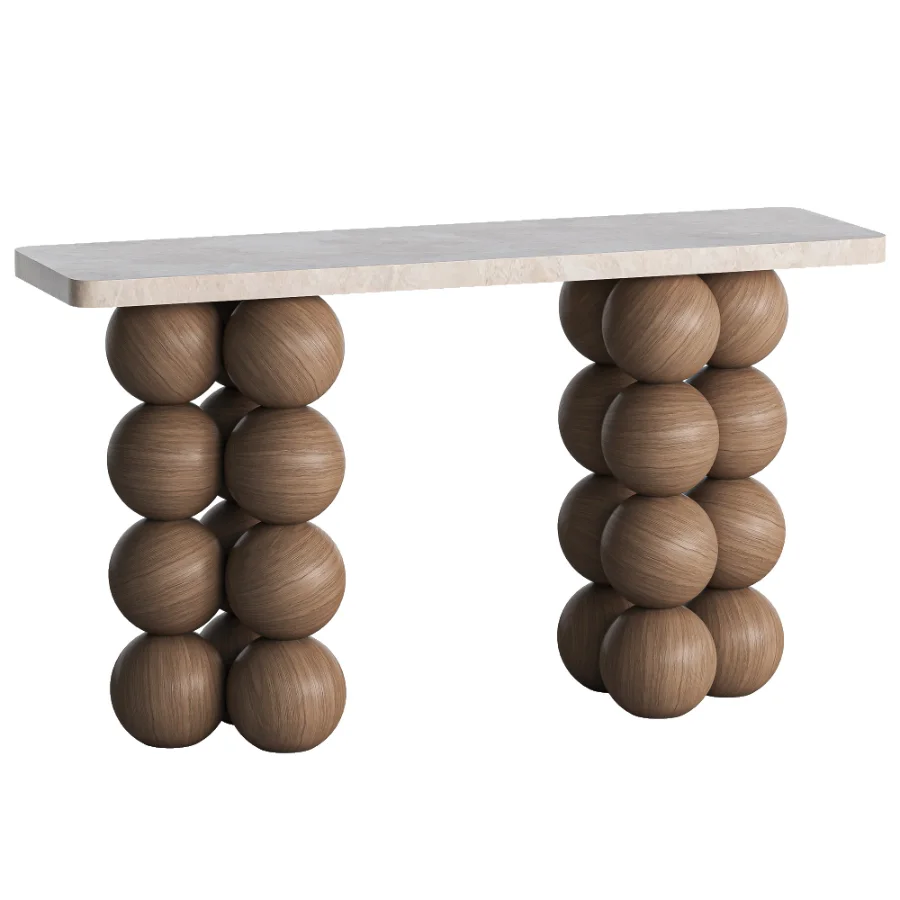 Natural Limestone Pearl Shape Base Console Table - Image 2