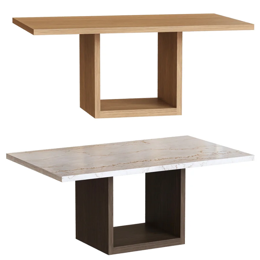 Marble and Wood Dining Table - Image 1