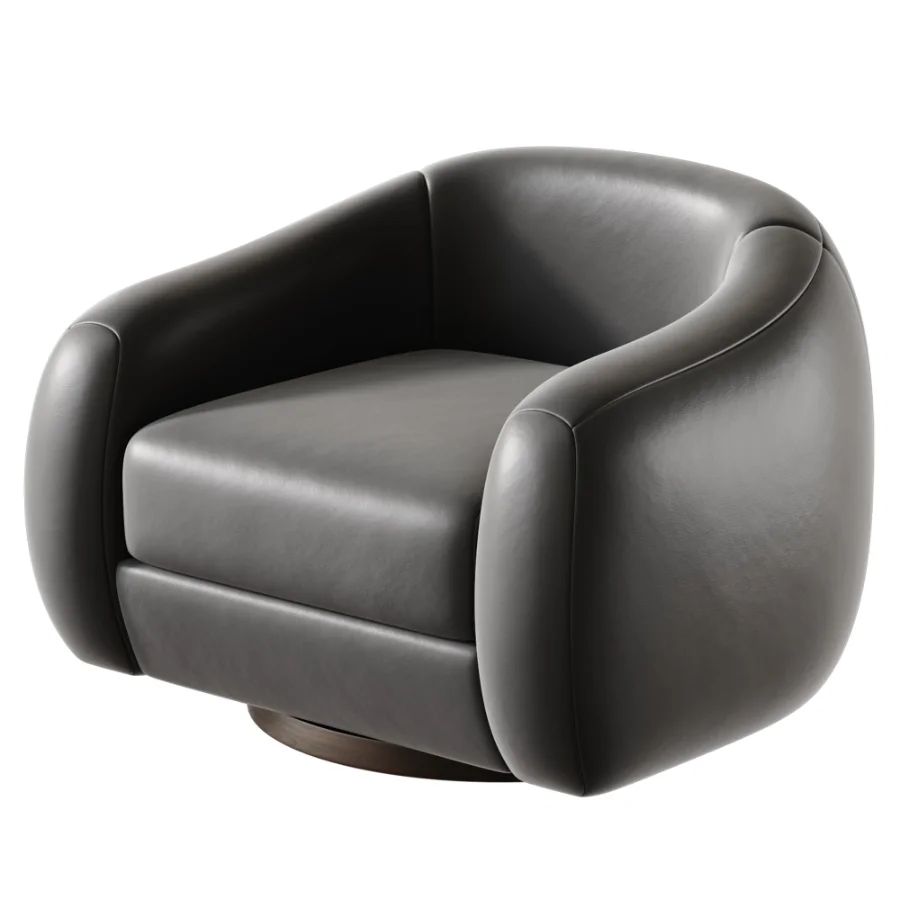 Laszlo Caramel Brown Leather Swivel Chair - Image 5