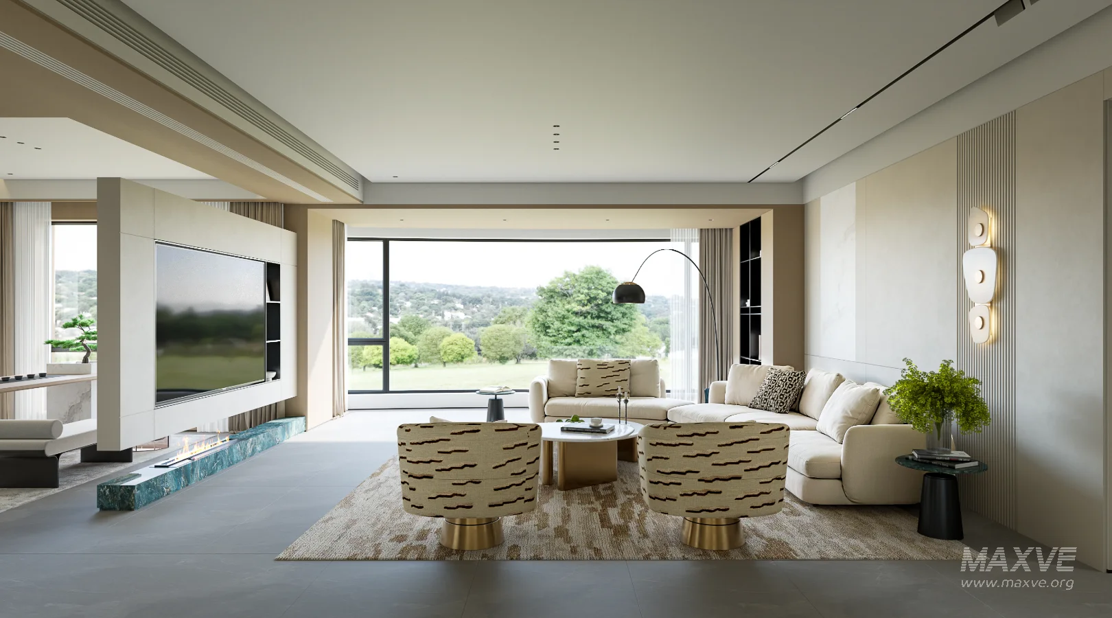 Modern living room and dining room tea-room hallway interior scene - Image 5