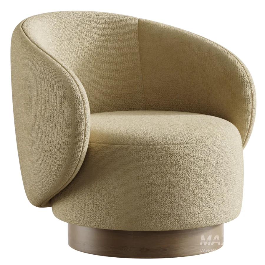 Modern Swivel Barrel Chairs With Wood Base - Image 3