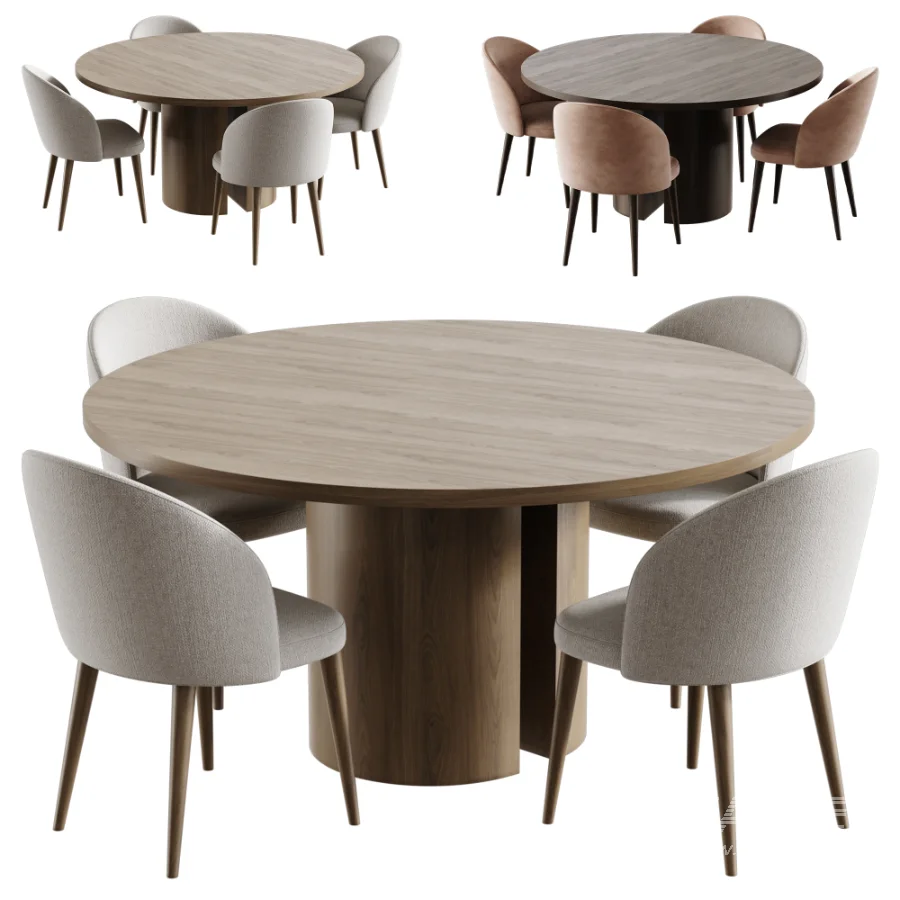 Timon Upholstered Dining Chair And Nealy Round Table - Image 1