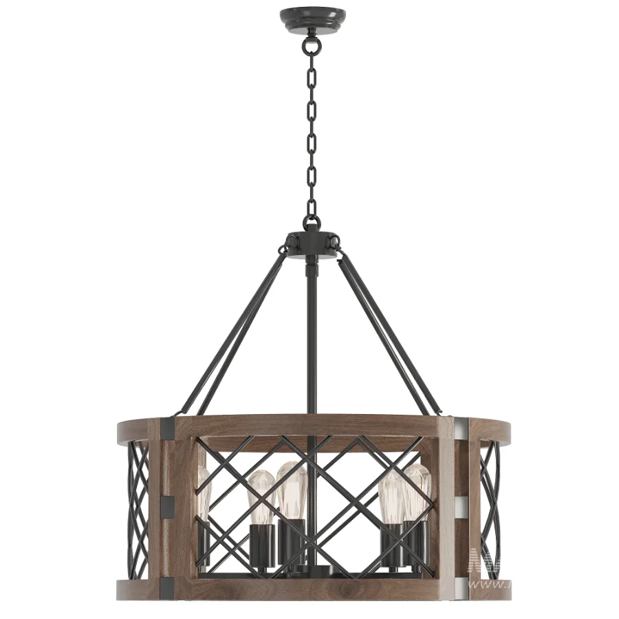 Imitation Wood Drum Chandelier - Image 2