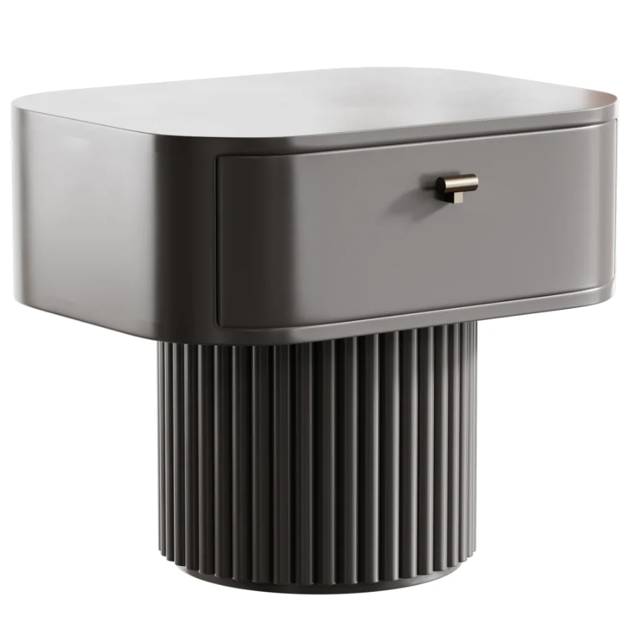 Cannele enamel nightstand with slats - Image 3