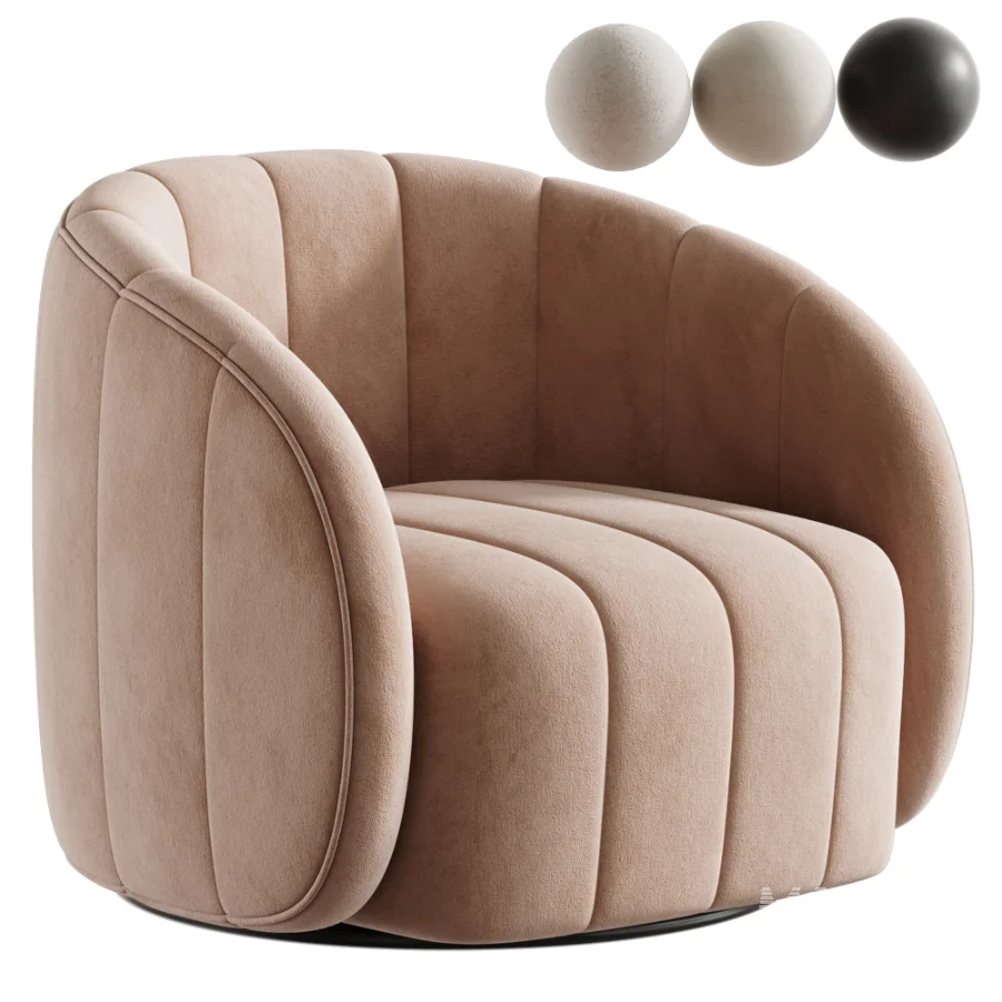 Upholstered Swivel Barrel Chair - Image 1