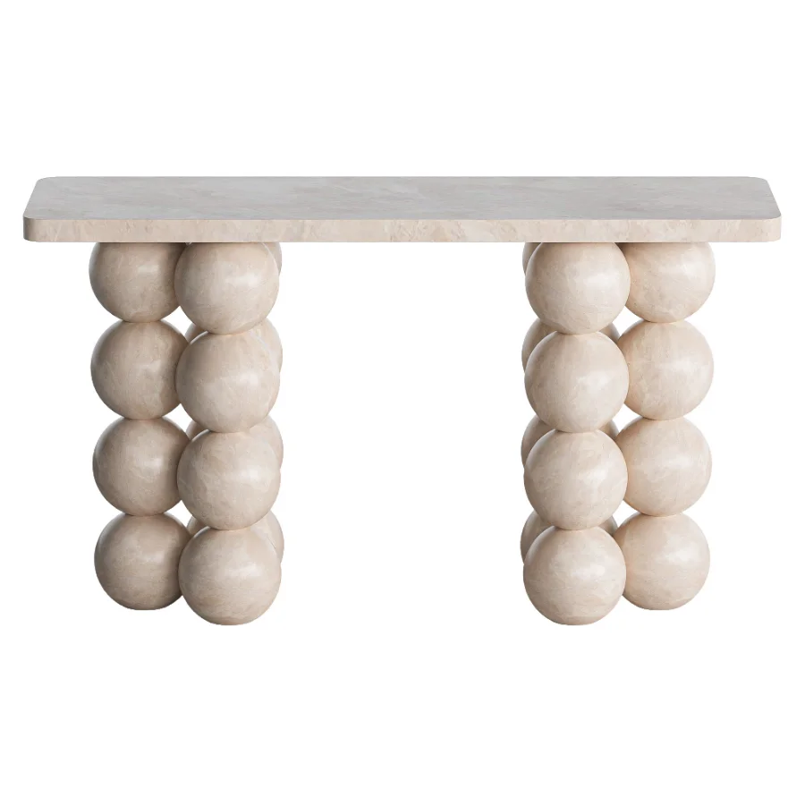 Natural Limestone Pearl Shape Base Console Table - Image 3