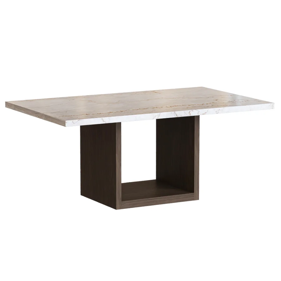 Marble and Wood Dining Table - Image 2