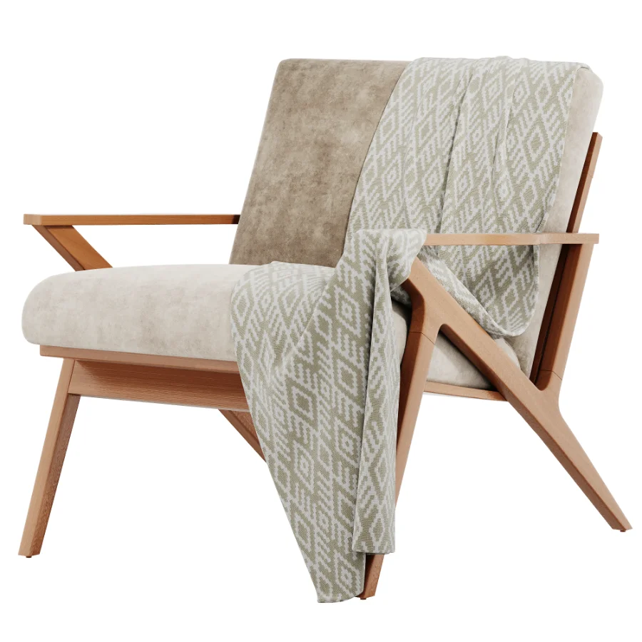 Cavett Wood Frame Armchair by Crate Barrel - Image 6