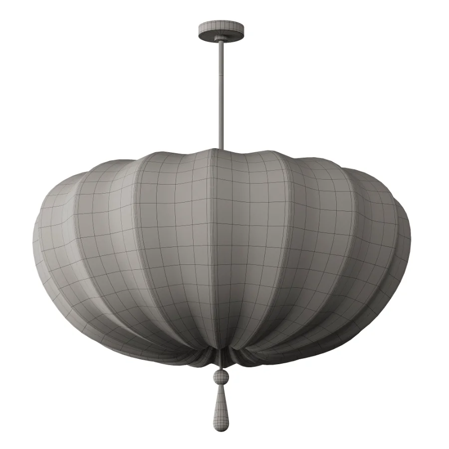Traditional Japanese Round Iron Frame Fabric Shade Light Chandelier - Image 4