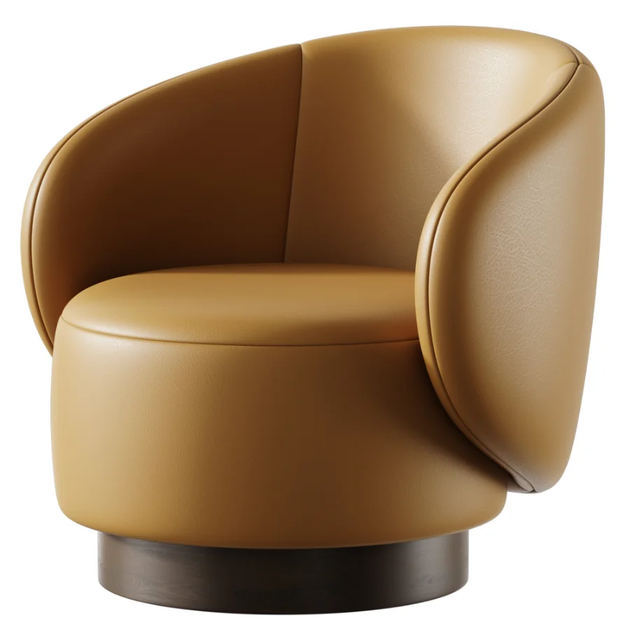 Modern Swivel Barrel Chairs With Wood Base - Image 4