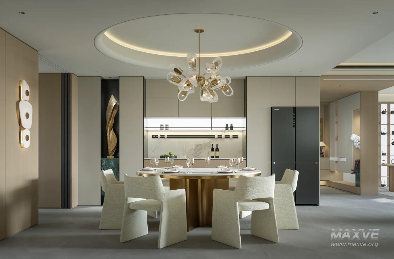 Modern living room and dining room tea-room hallway interior scene - Image 4