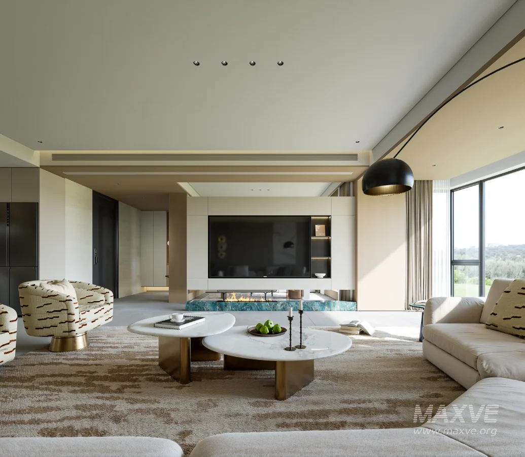 Modern living room and dining room tea-room hallway interior scene - Image 6