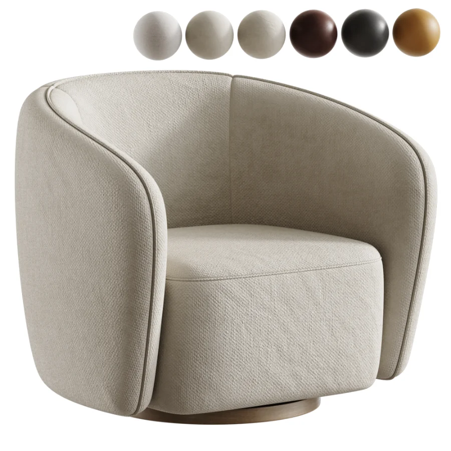 Modern Jacquard Swivel Barrel Accent Chair - Image 1