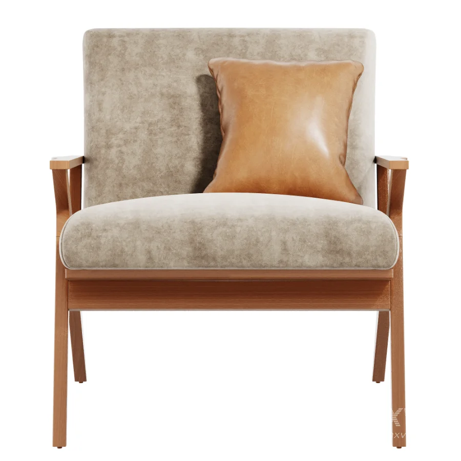 Cavett Wood Frame Armchair by Crate Barrel - Image 4