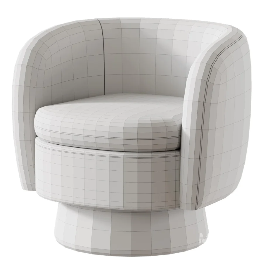 Wide Upholstered Tweed Swivel Barrel Accent ArmChair 360 - Image 4