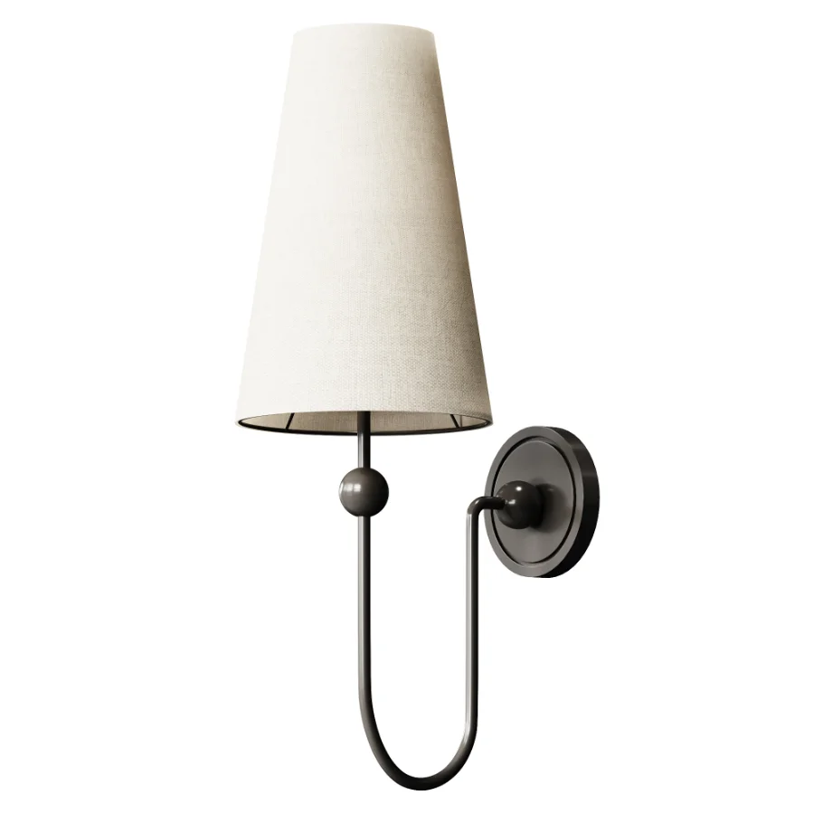 Azon Country Linen Brass Swan Neck Wall Light - Image 1
