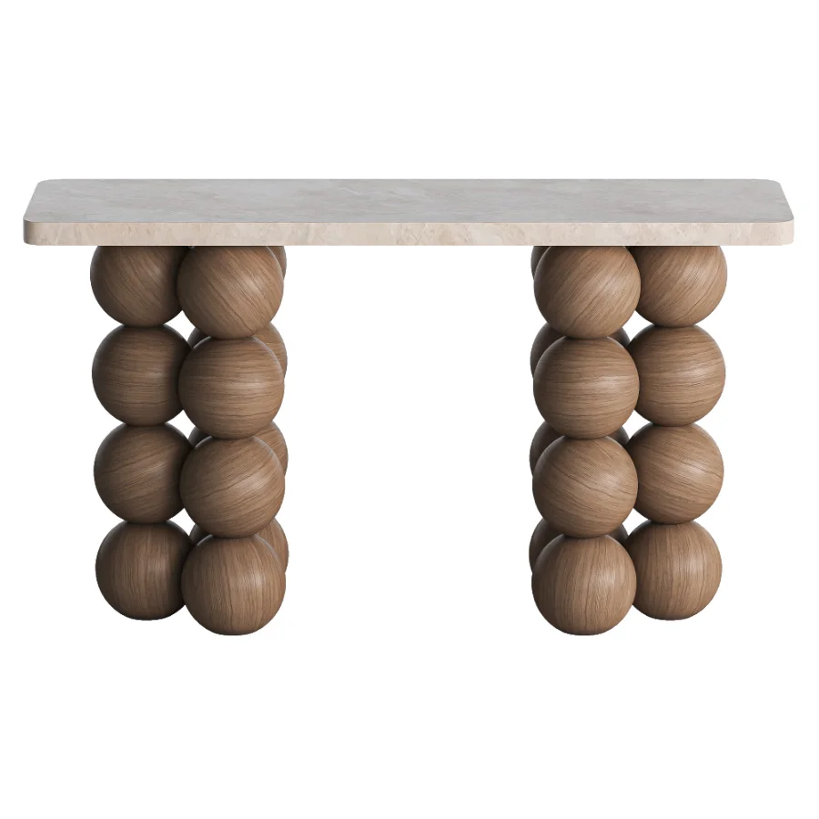 Natural Limestone Pearl Shape Base Console Table - Image 4