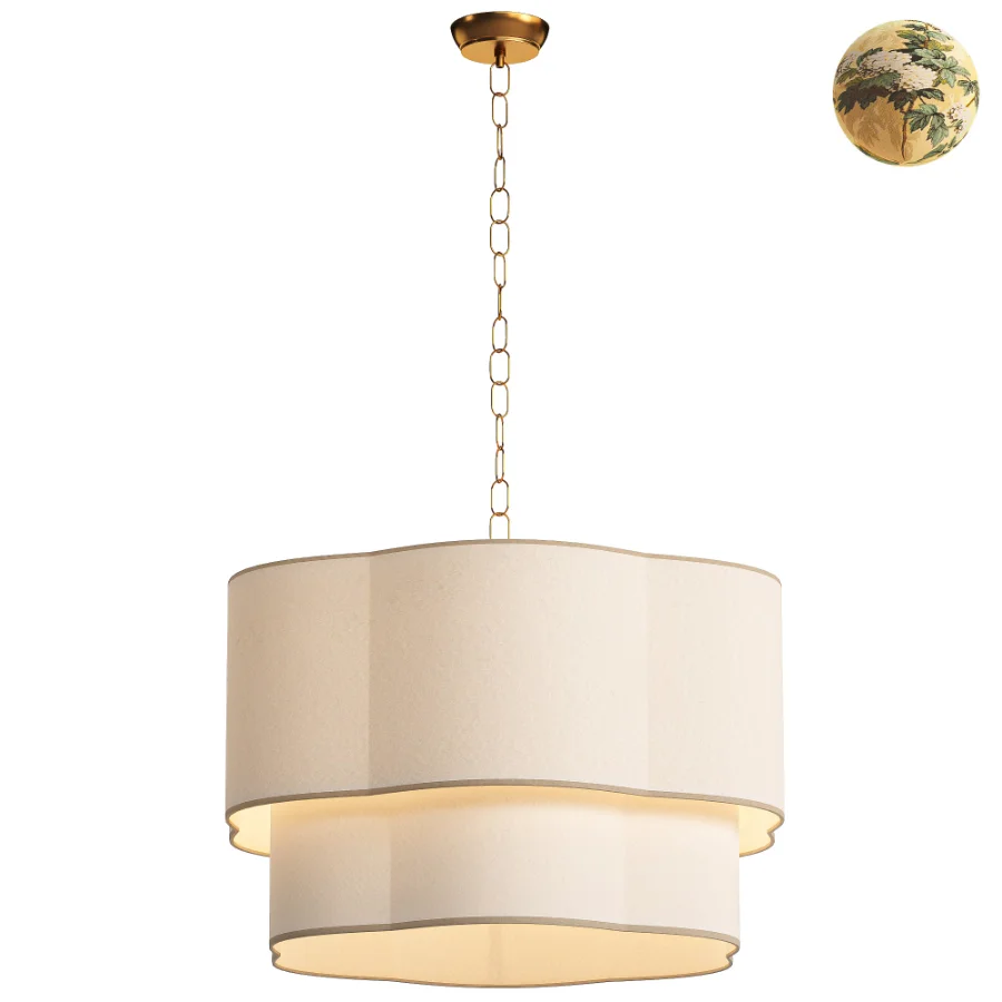 Light Linen Drum Dimmable Chandelier - Image 1
