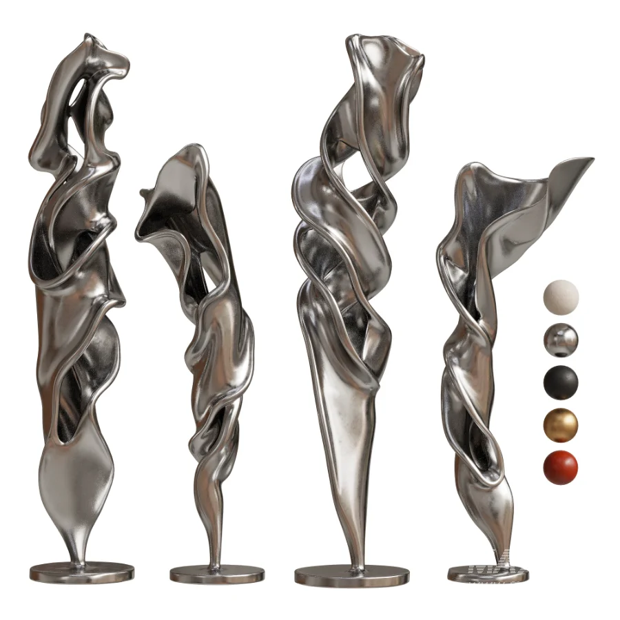 Plaster Floor Statues Organic Spiral Wave - Image 1