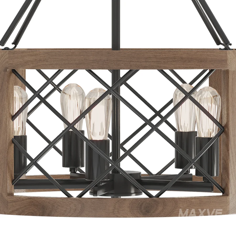 Imitation Wood Drum Chandelier - Image 3