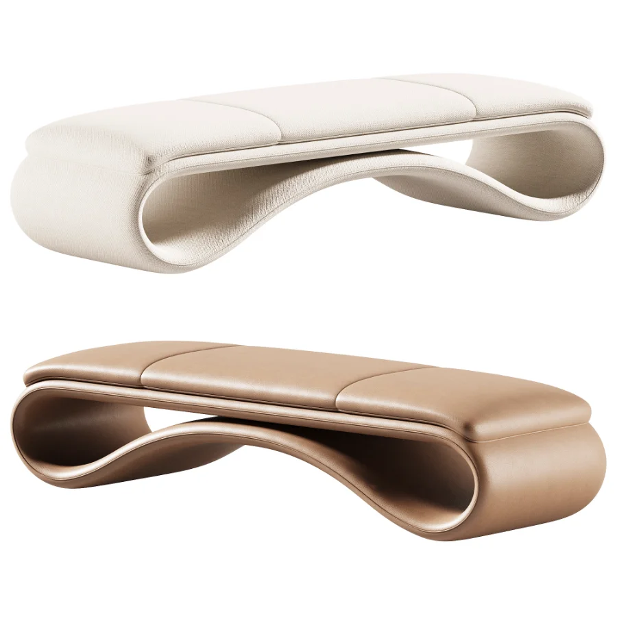 Contemporary leather bench - Image 4