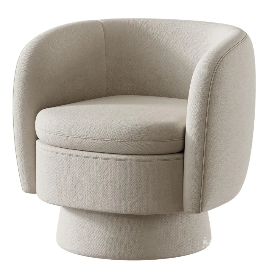 Wide Upholstered Tweed Swivel Barrel Accent ArmChair 360 - Image 2