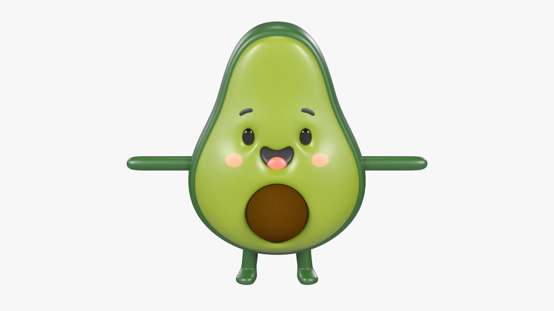 Avocado Cartoon 3D Character - 3D Thumbnail